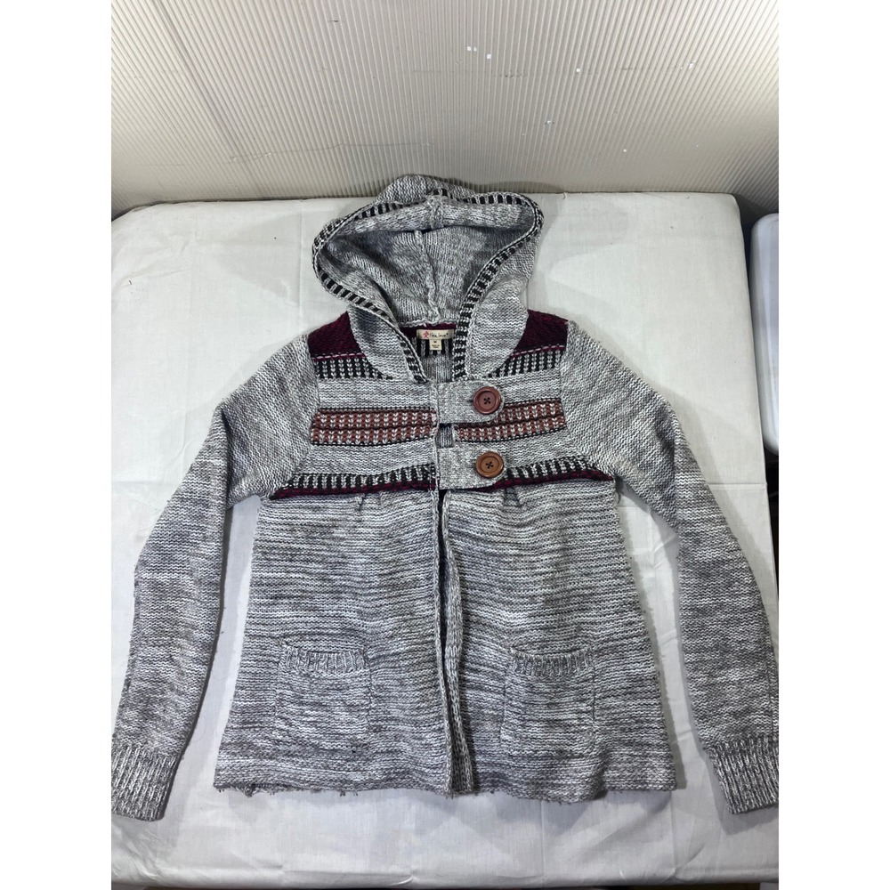 Like Love Womens Medium Hooded Knit Button Front‎ Cardigan Sweater